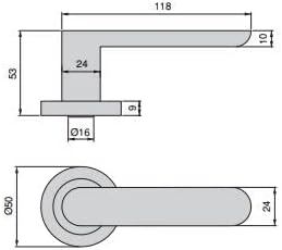 Emuca - Türgriffe für Innenttüren, 5 Türgriff-Set mit Rosetten für Zimmertüren D.50 mm, Aluminium, S