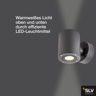 SLV SITRA Up/Down WL, LED Outdoor Wandaufbauleuchte, anthrazit, IP44, 3000K, 9W Sitra Up/Down Wl Ant