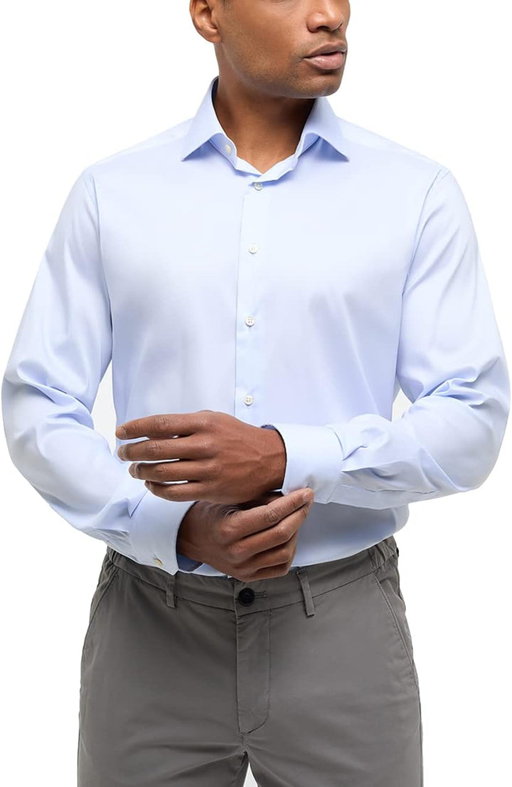 eterna Modern Fit Hemd Performence Langarm New Kent Stretch weiss 45 Aqua, 45 Aqua