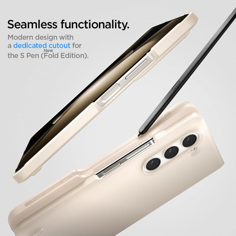 Spigen Thin Fit P Hülle Kompatibel mit Samsung Galaxy Z Fold 5 -Pearled Ivory (S Pen Nicht inklusiv)