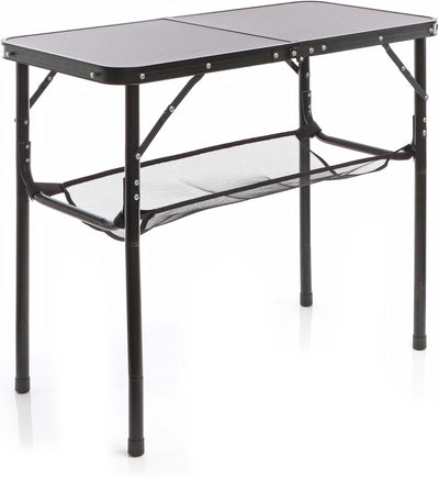 Toboli Campingtisch Schwarz 80x40cm höhenverstellbar auf 31/45/56/70 cm Aluminium Klapptisch Falttis