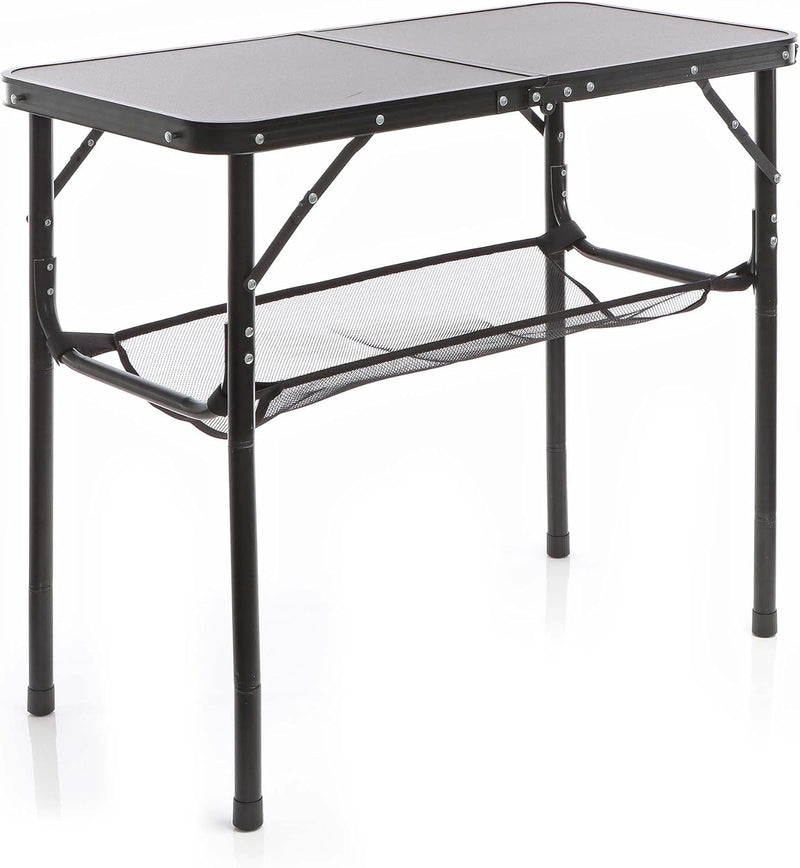 Toboli Campingtisch Schwarz 80x40cm höhenverstellbar auf 31/45/56/70 cm Aluminium Klapptisch Falttis