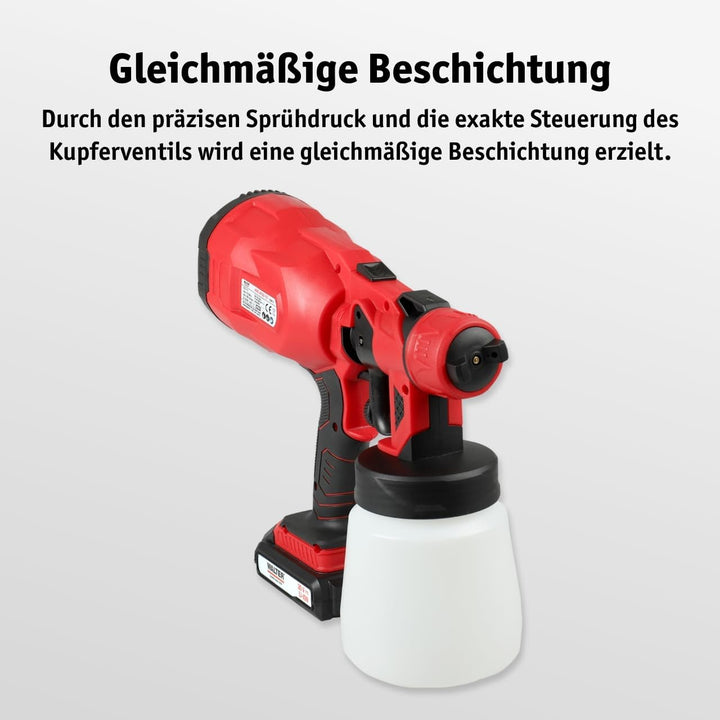 WALTER Li-Ion Akku-Farbsprühsystem, kabellos, für einfaches und müheloses Lackieren, mit Softgriff f