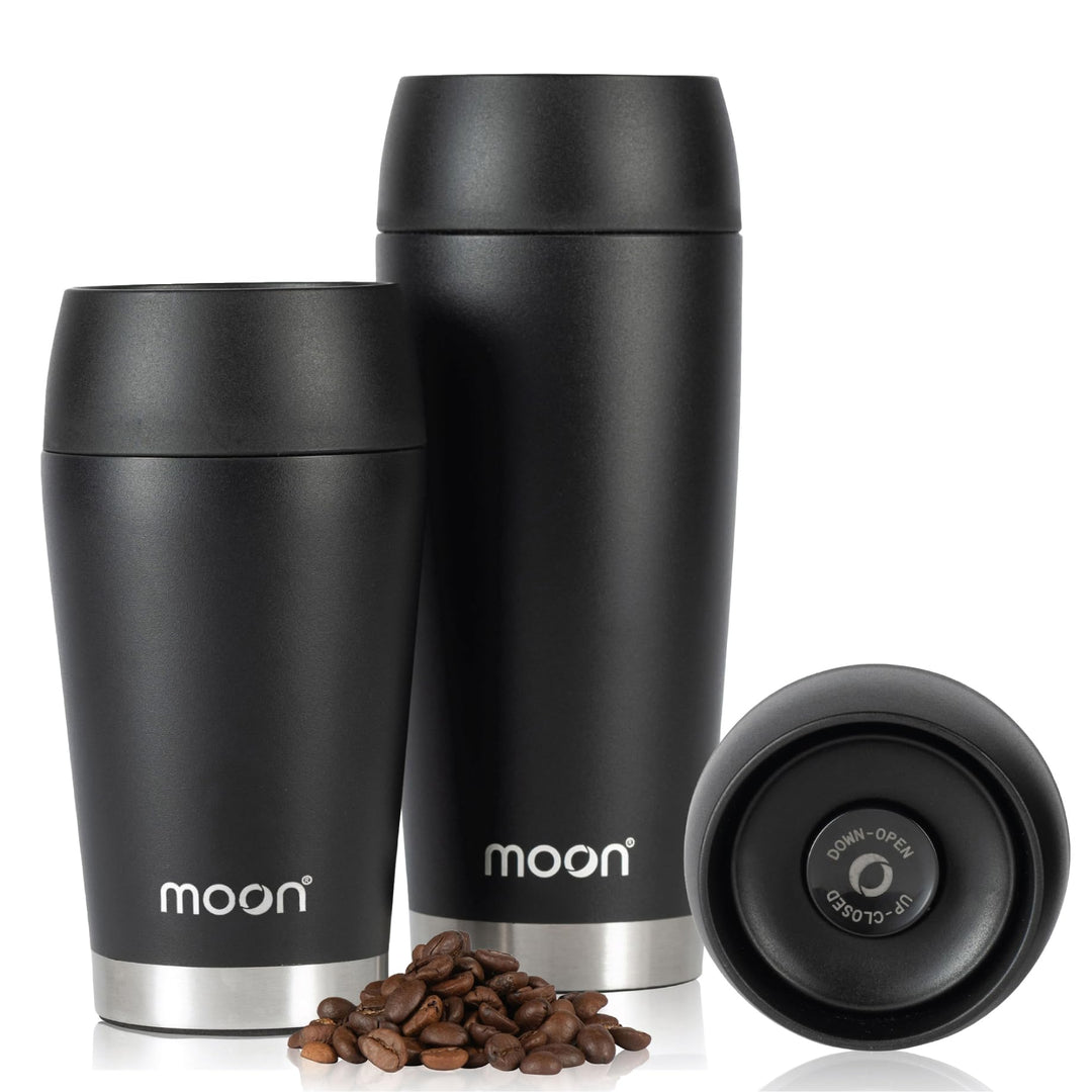 Moon 360° Thermobecher, Kaffeebecher to go, Thermo, Travel Mug 450 ml, Becher Coffee-to-go, Isolierb