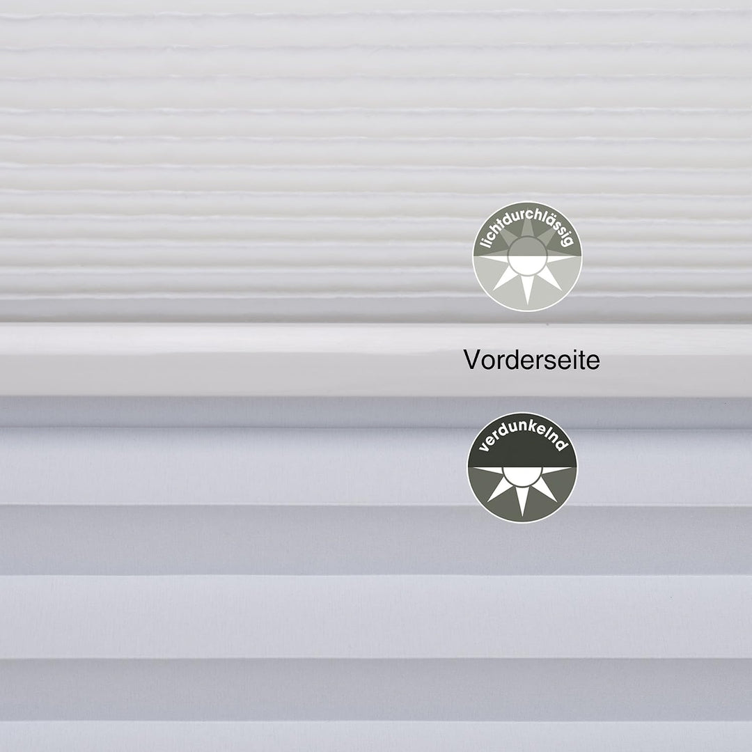 Liedeco® Plissee (Day and Night) verspannt mit Klemmträger / 75 x 130 cm weiss-weiss (Breite x Höhe)