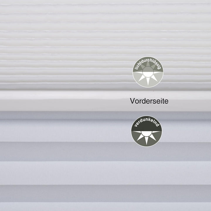 Liedeco® Plissee (Day and Night) verspannt mit Klemmträger / 75 x 130 cm weiss-weiss (Breite x Höhe)