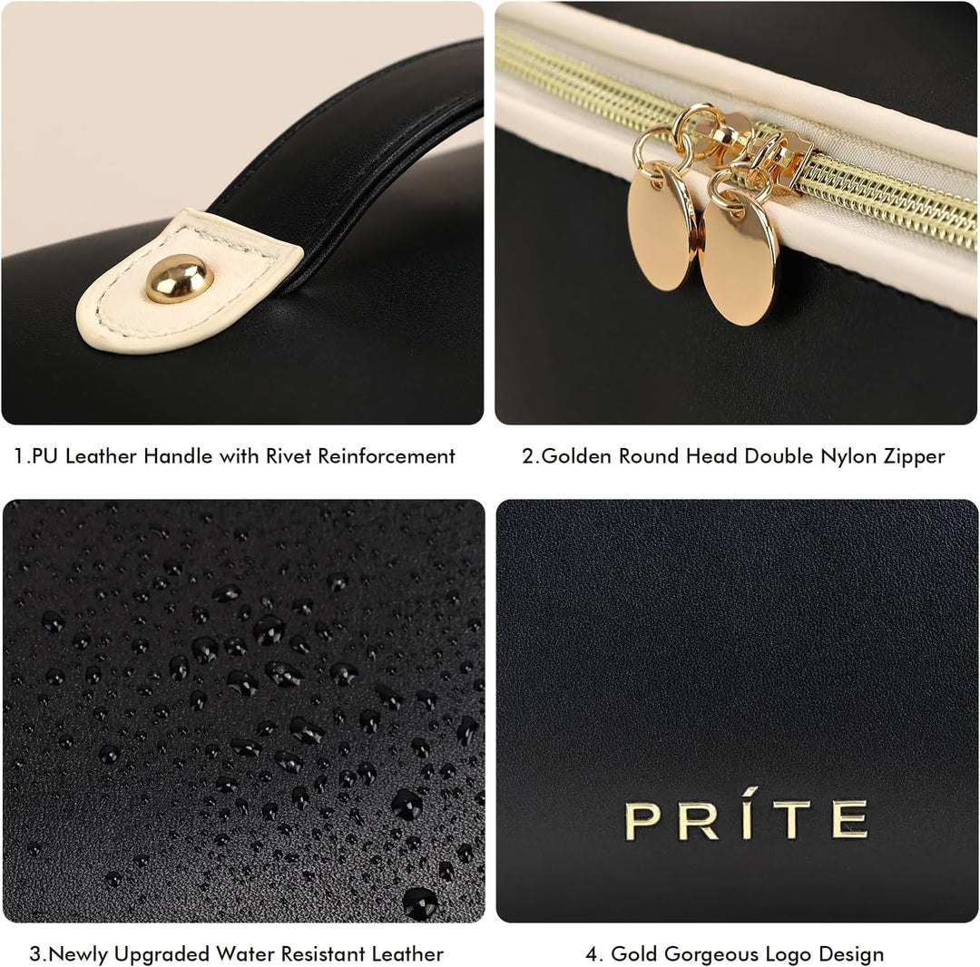 Prite Grosse Kapazität Kosmetiktasche Tragbare Reise Make Up Tasche wasserdichte PU-Leder Schminktas