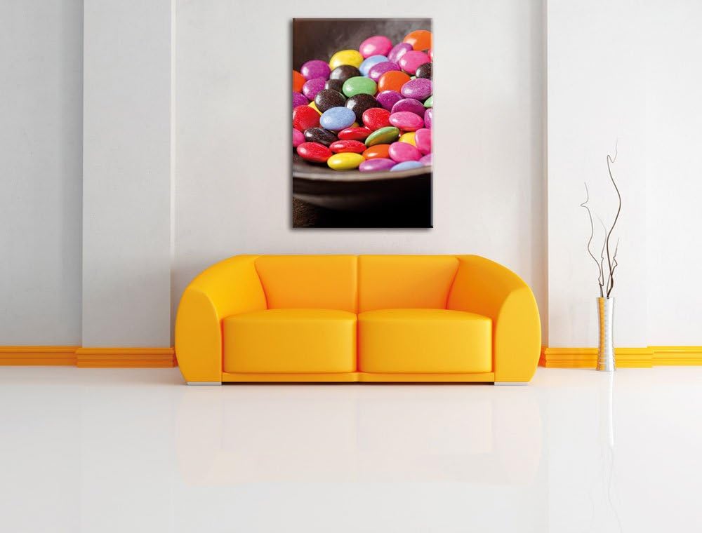Pixxprint Schokolade Smarties Süssigkeiten als Leinwandbild/Grösse: 100x70 / Wandbild/Kunstdruck/fer