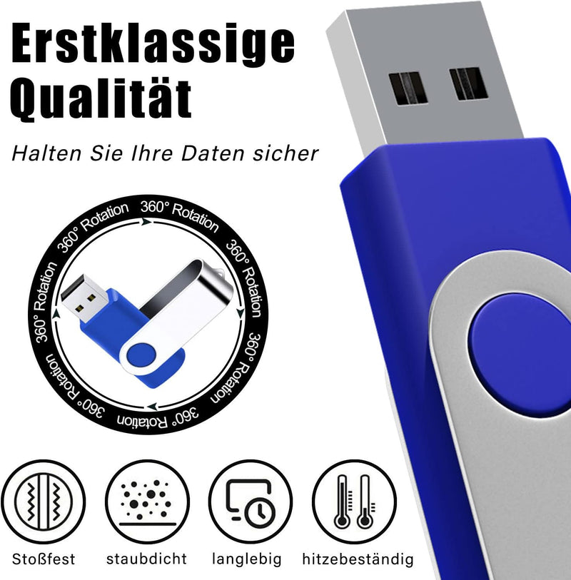 Einklappbarer 4GB USB 2.0 Transmemory Memory Stick, 10 stück Blau 4GB Blau, 4GB Blau