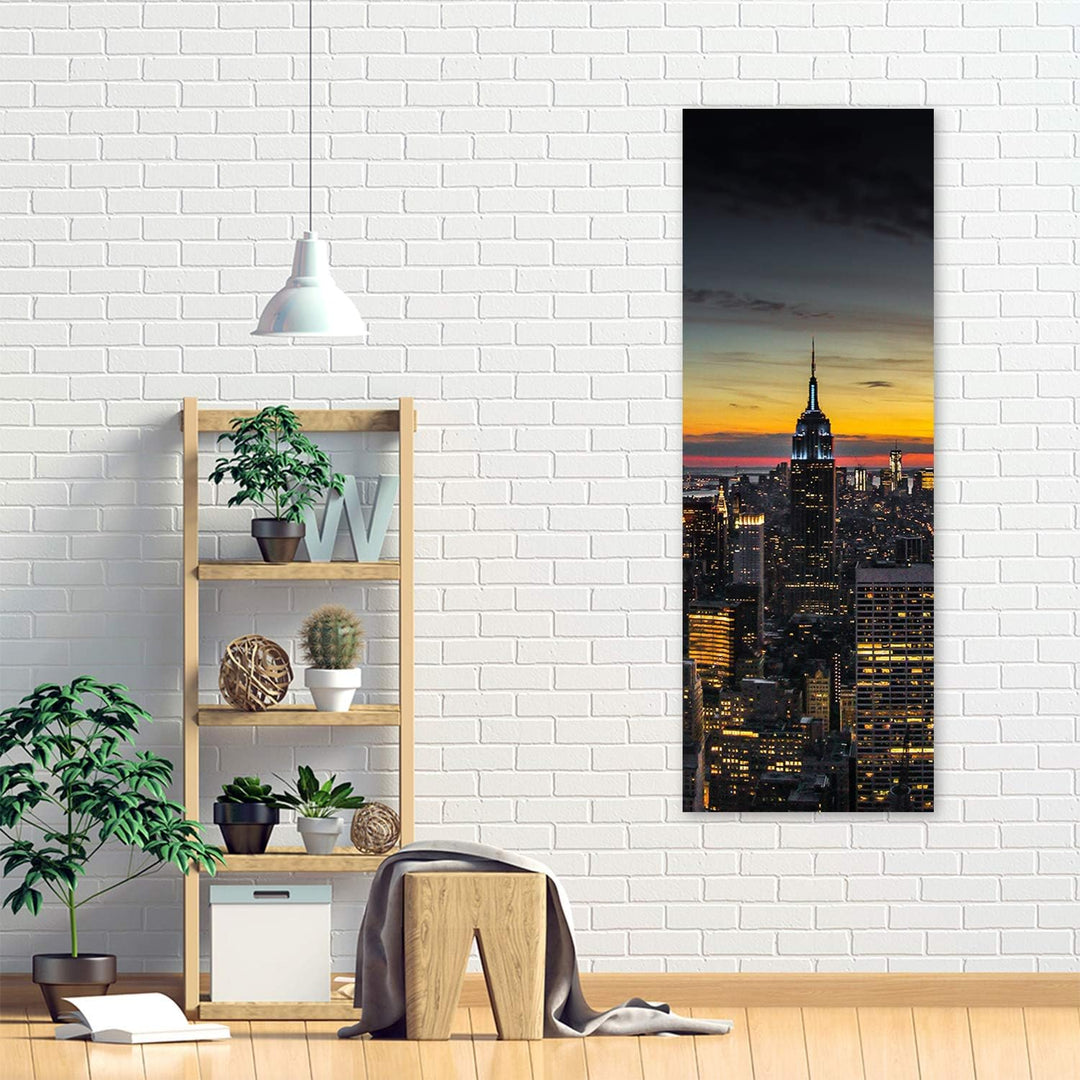 Feeby Bild auf Leinwand Nacht Kunstdruck modern Manhattan mehrfarbig 30x90 cm M14262 30x90 cm, M1426