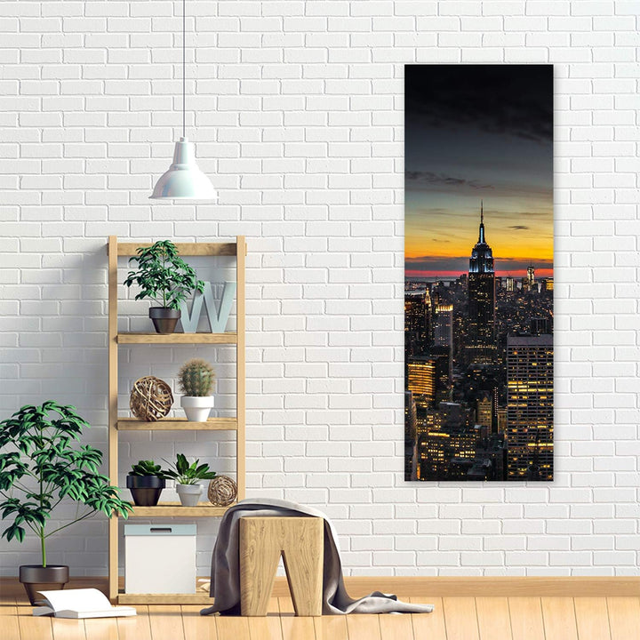 Feeby Bild auf Leinwand Nacht Kunstdruck modern Manhattan mehrfarbig 30x90 cm M14262 30x90 cm, M1426
