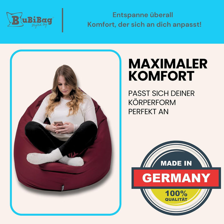 BuBiBag 2in1 Sitzsack L - XXL mit Füllung für Kinder &amp; Erwachsene, Gaming Beanbag &amp; Bodenkissen für