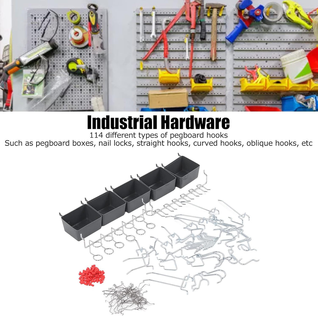 Pegboard Haken Sortiment, Pegboard Zubehör Organizer Kit 114Pcs Universal für Werkbank zur Aufbewahr