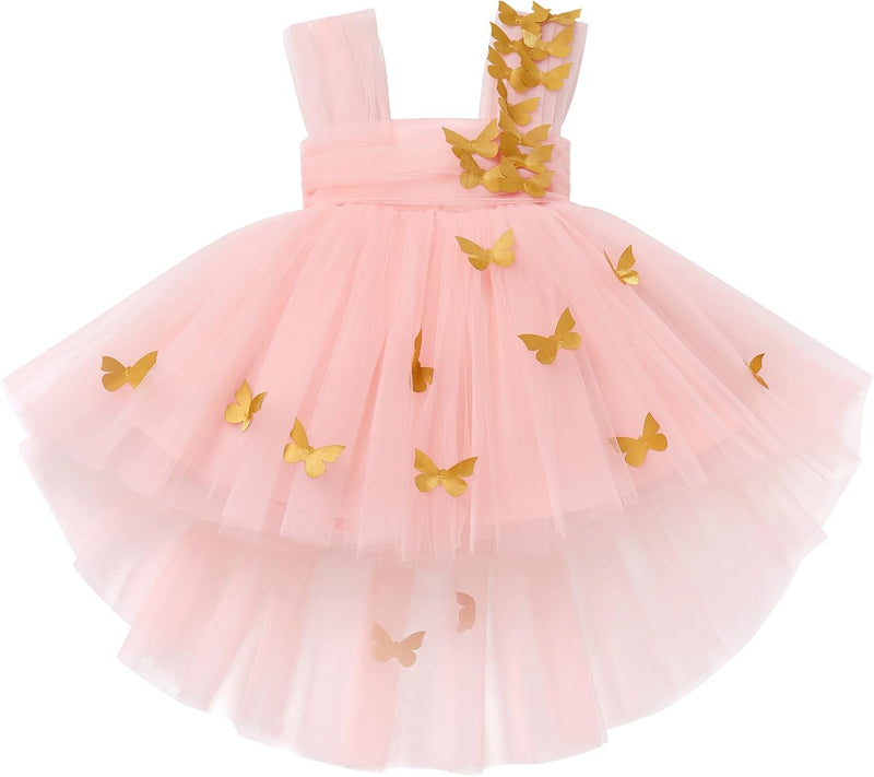 FYMNSI Baby Mädchen Prinzessin Kleid Blumenmädchenkleid Taufkleid Kleinkinder Schmetterling Festlich