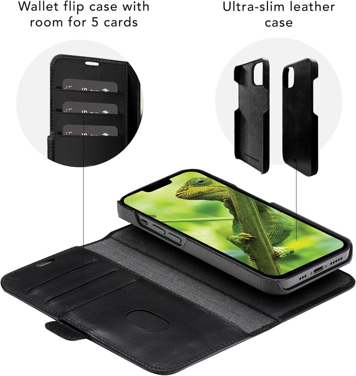 dbramante1928 - Lynge Hülle für iPhone X/Xs - Klapphülle aus robustem, hochwertigem Leder - Mit Kart
