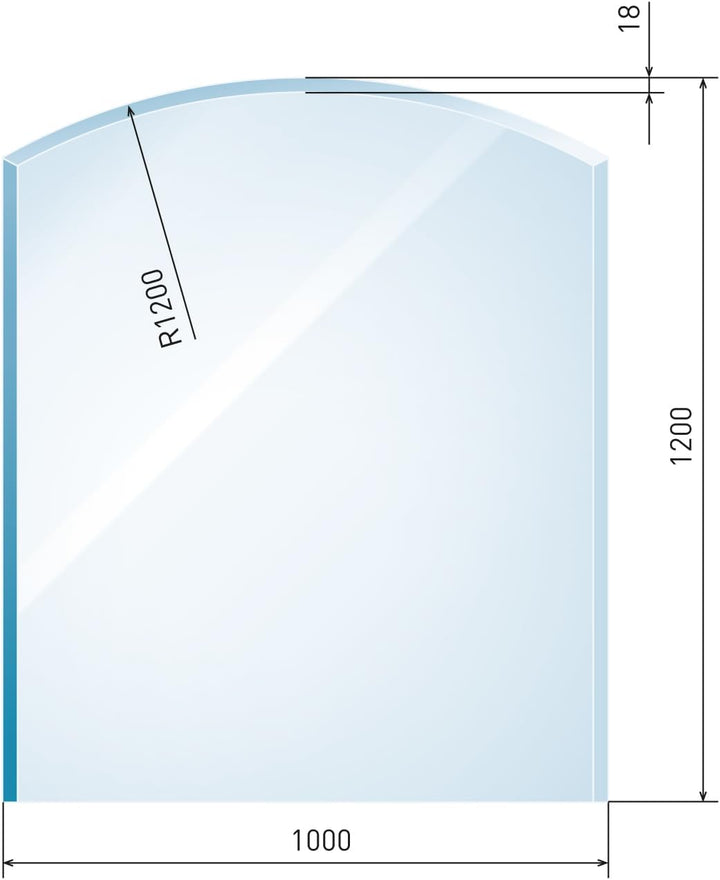 raik B40014 Raik Kamin Glasplatte Zunge flach inkl. Facette