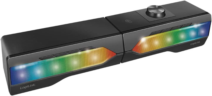 LogiLink Mobile Soundbar mit Party Licht, 2-in-1 Gaming Sound System, Anschluss über Bluetooth V5.0