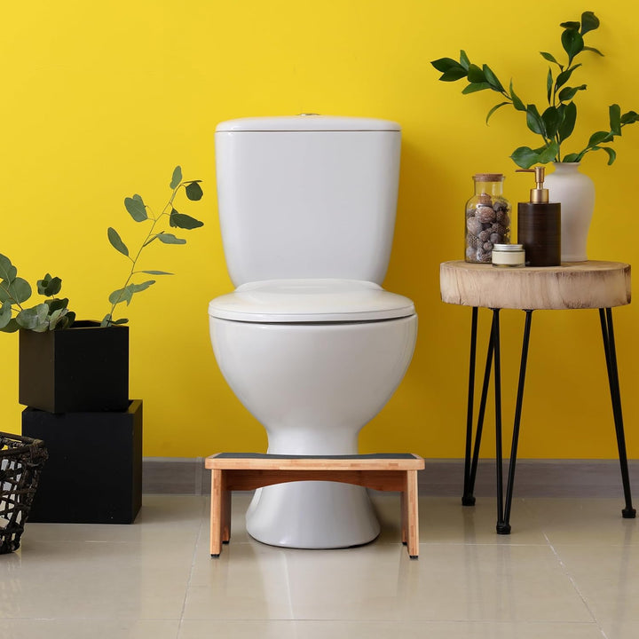 Relaxdays Toilettenhocker, Stuhlgang Unterstützung, Klohocker Erwachsene, Bambus, HBT 18,5 x 44,5 x