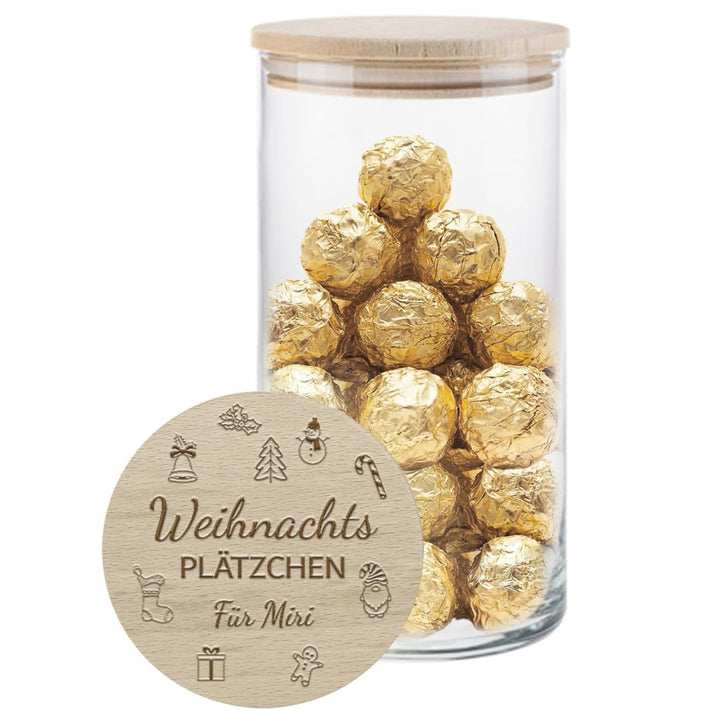 Vorratsglas Weihnachten mit Gravur | Keksdose Weihnachten Glas | Geschenk Kollegin, Freundin, Mitarb