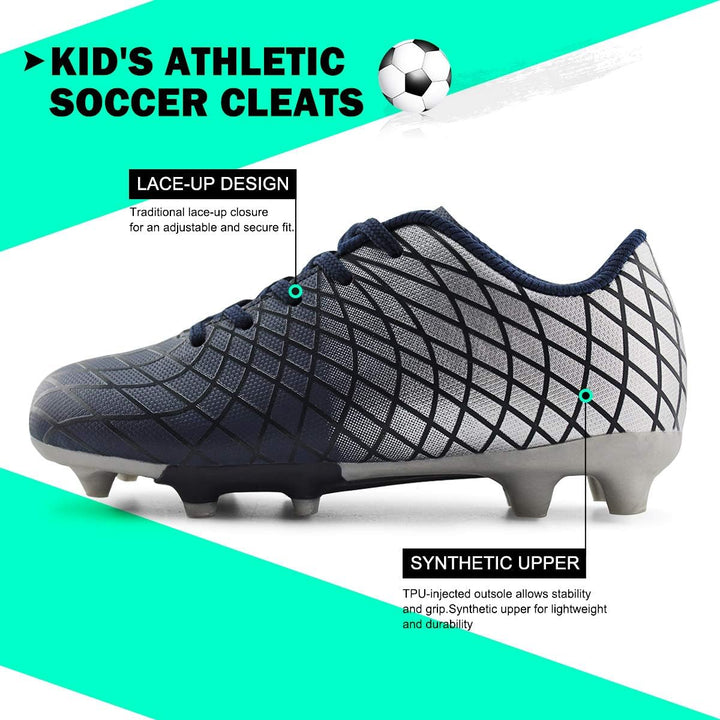 JABASIC Kinder Soccer Boots Jungen Mädchen Sportlich Draussen Fussballschuh 29 EU Navy Splitter, 29