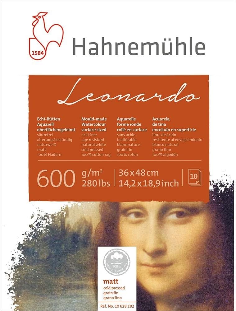 Aquarellblock Leonardo matt 600g/m², 36x48cm, 10Blatt