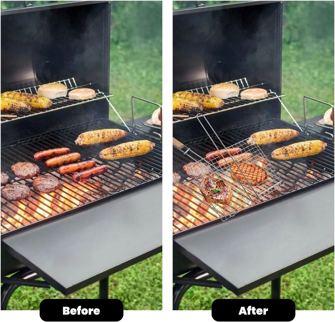 Natudeco Klappbarer Lagerfeuergrill, tragbar, Edelstahl, Grillrost, Grillrost, für Outdoor, Backcoun