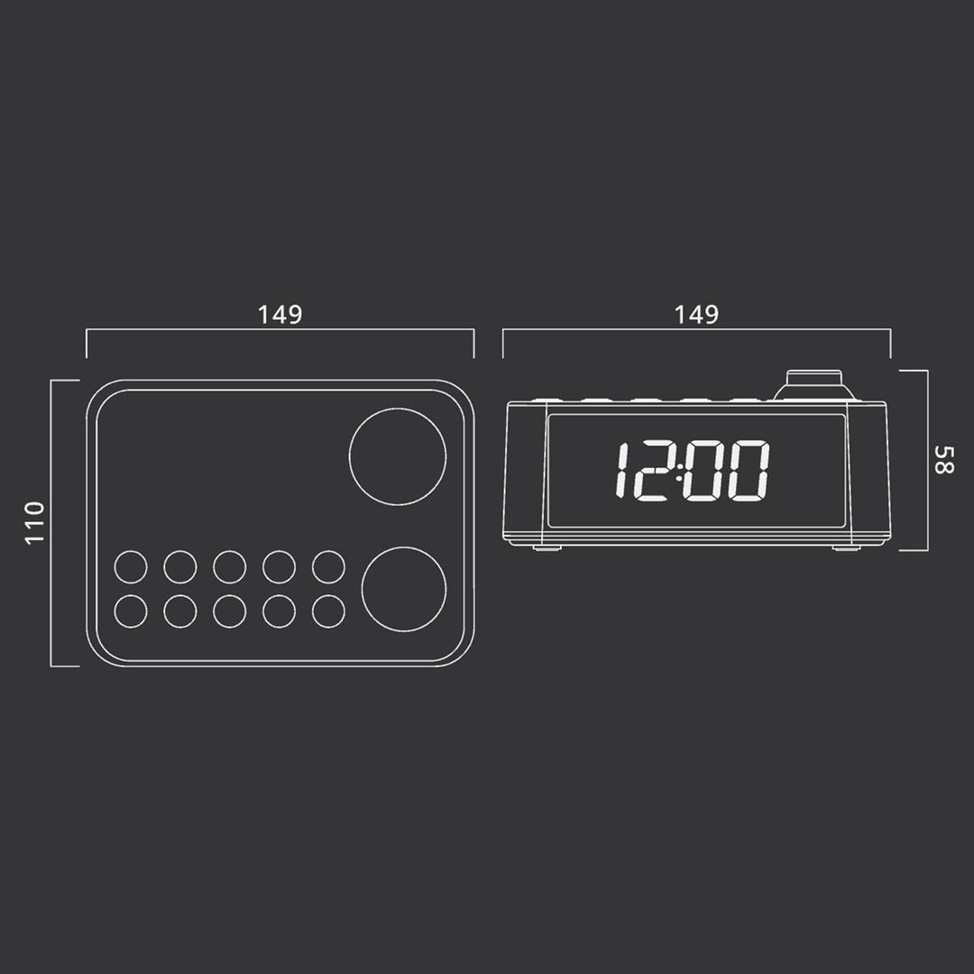 Muse M-178 P Radiowecker mit Uhrzeitprojektion, Schlummerfunktion, AUX-Eingang, Akku- oder Netzbetri