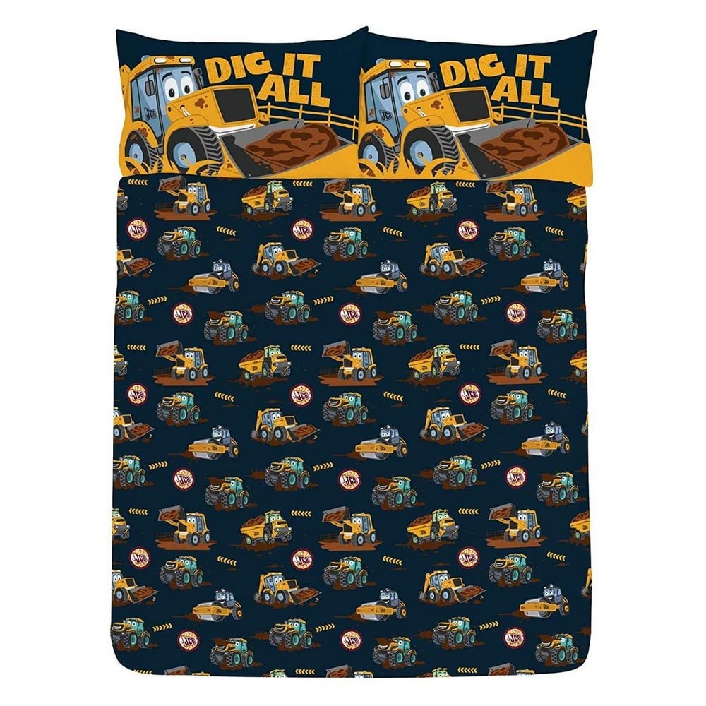 JCB Bettwäsche-Set für Doppelbett, My 1st JCB Joey, offizielles Wende-Bettwäsche-Set, Polyester-Baum