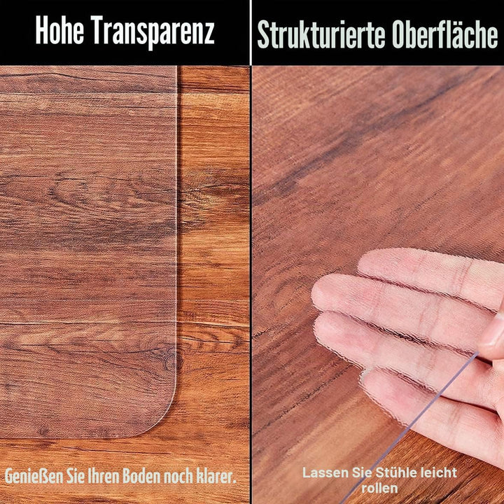 Transparente Stuhlmatte für Harte Böden, 90 x 120 cm, rechteckig, hohe Schlagfestigkeit, rutschfest,