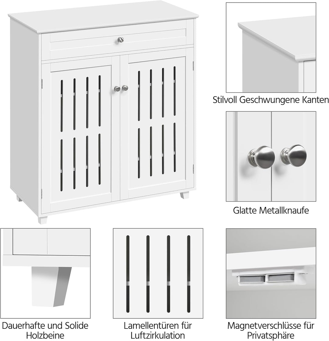Yaheetech Schuschrank Schuhregal mit 1 Schublade und 2 Türen Schuhablage Verstellbare Einlegeböden S
