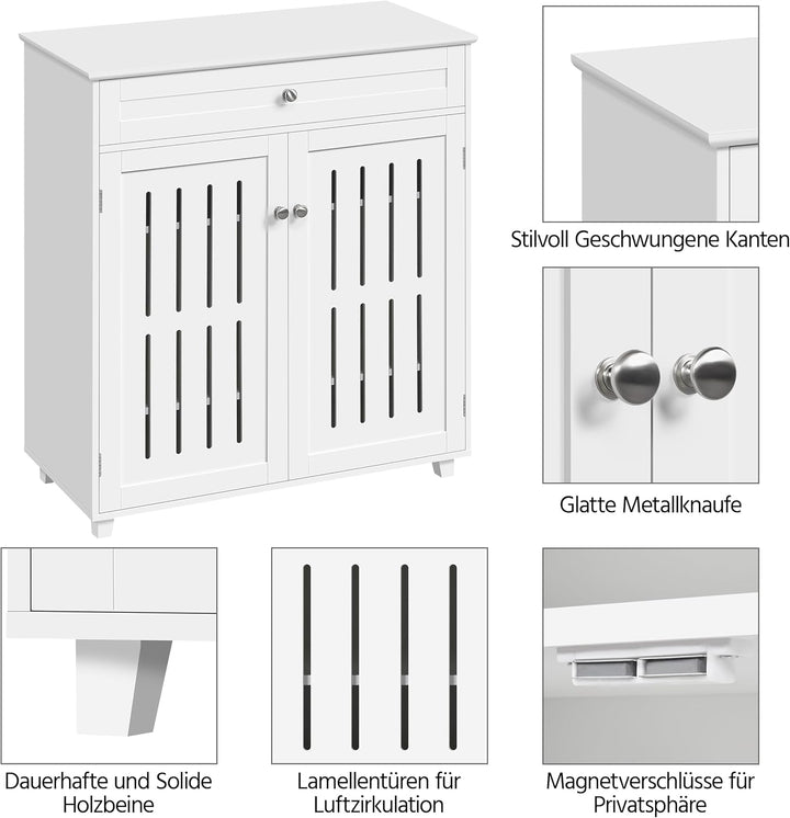 Yaheetech Schuschrank Schuhregal mit 1 Schublade und 2 Türen Schuhablage Verstellbare Einlegeböden S
