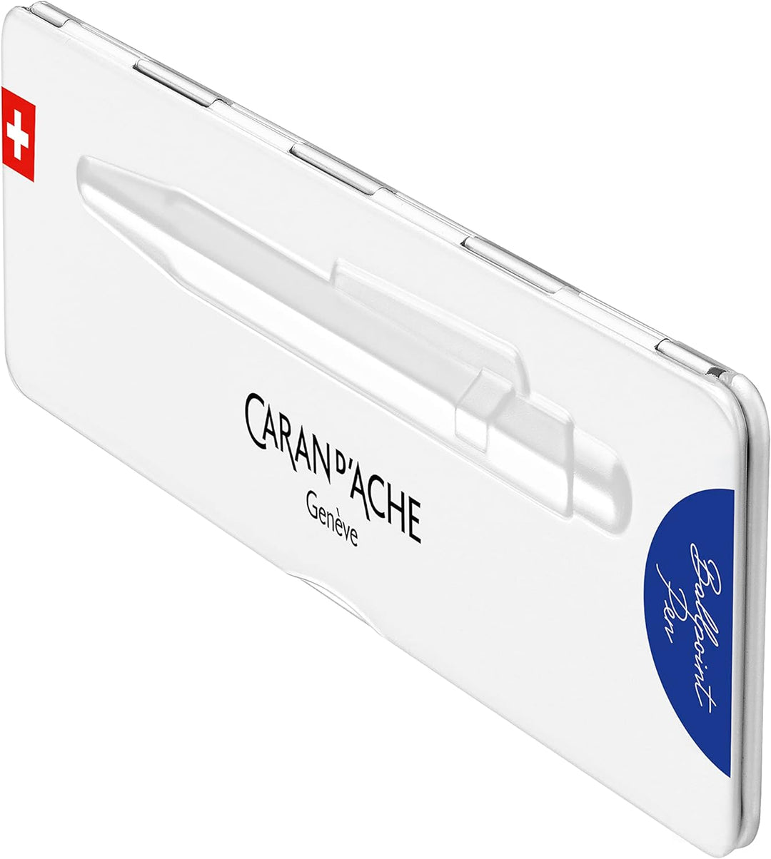 Caran d'Ache Kugelschreiber 849 Colormat-x in der Farbe Blau mit Etui, 0849.635, 1 Stück (1er Pack)