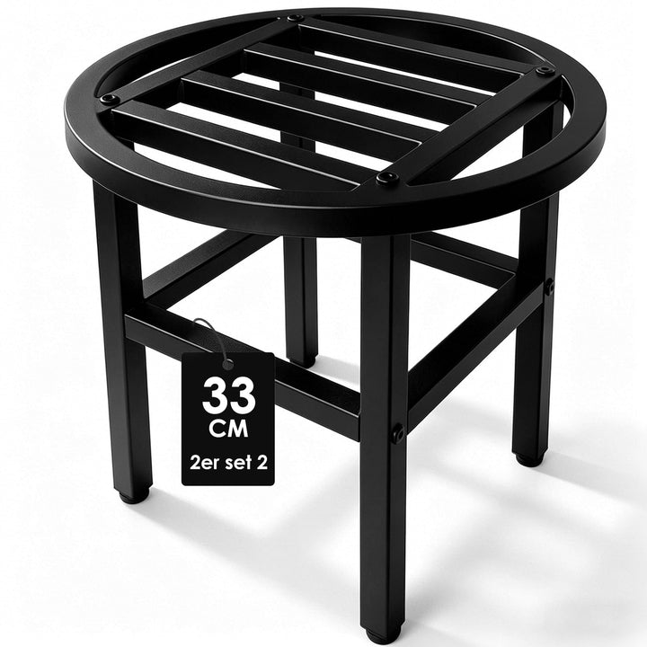 Metall Pflanzenständer Outdoor,33cm rund Schwarz Schwerlast Blumenständer Blumenhocker drinnen draus