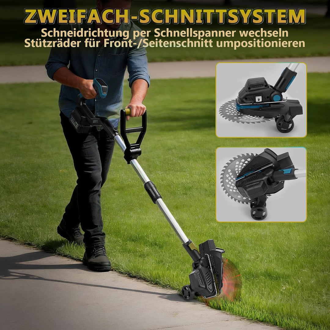 7-in-1 Akku-Rasentrimmer für Makita-Akkus mit 2 Akkus&amp;Ladegerät | 1200W Freischneider mit Unkrautbür