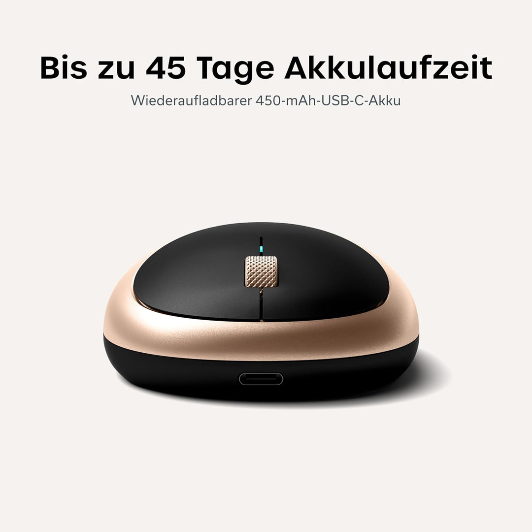 SATECHI M1 Kabellose Maus aus Aluminium, USB-C wiederaufladbar, 1200 DPI, Elegante, ergonomische Blu