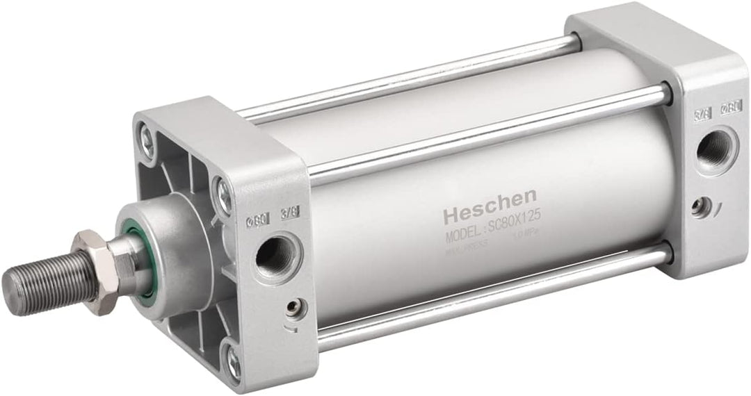 Heschen Pneumatischer Standard-Luftdruckzylinder, SC 80-125, PT3/8 Anschluss, 80mm Bohrung, 125mm Hu