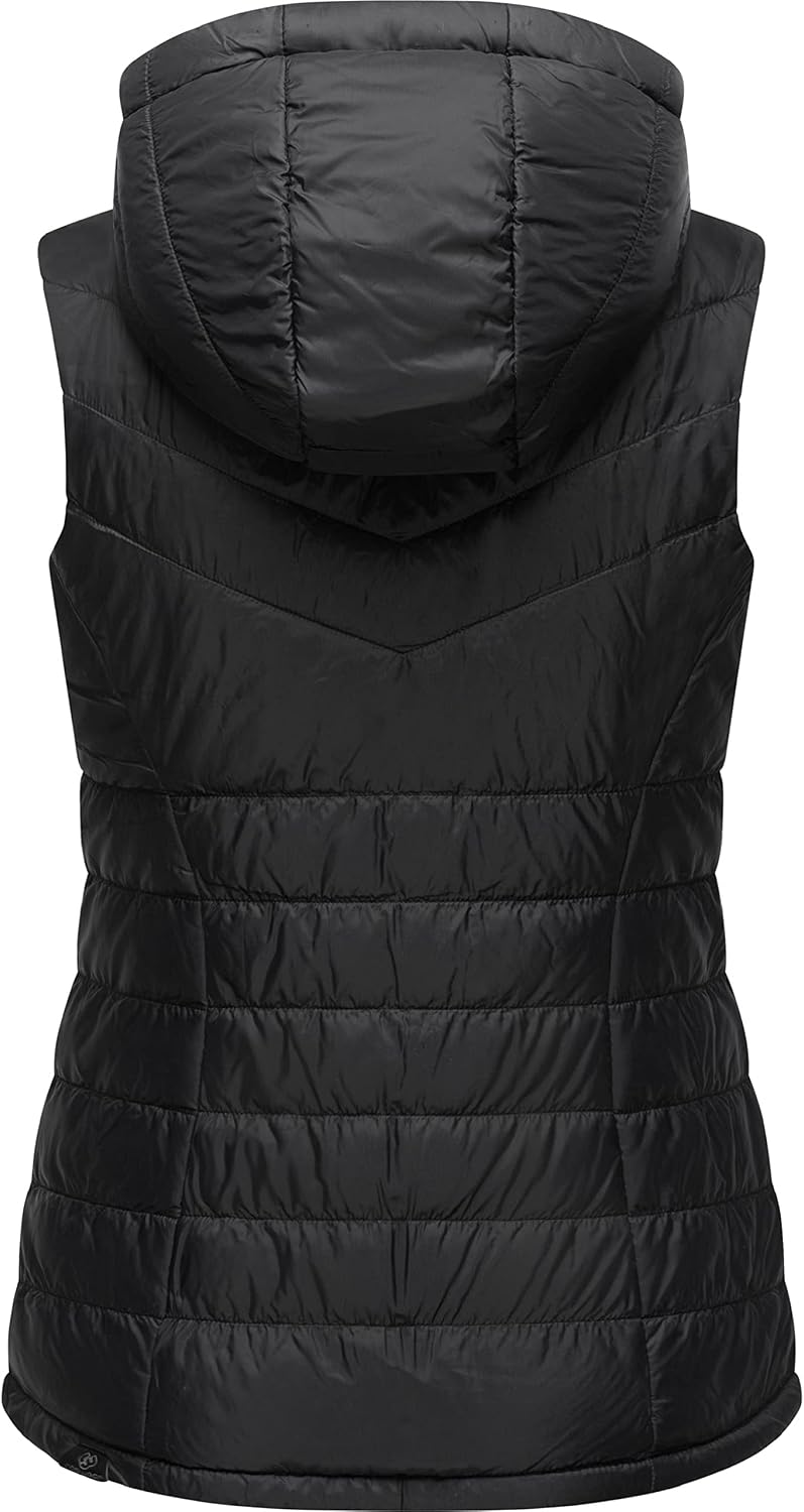 Ragwear Damen Winterjacke warme Steppweste mit Kapuze Lucinda Vest XS-XXL XL Schwarz, XL Schwarz