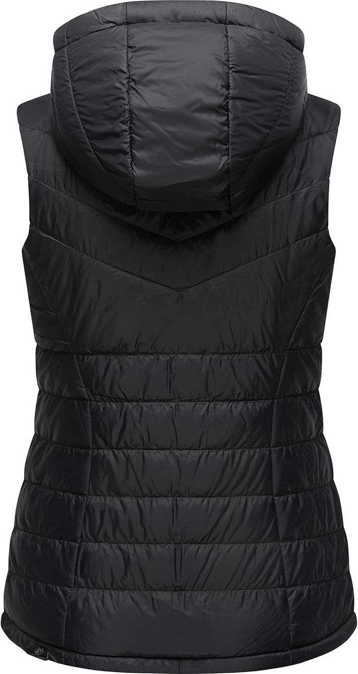Ragwear Damen Winterjacke warme Steppweste mit Kapuze Lucinda Vest XS-XXL XL Schwarz, XL Schwarz