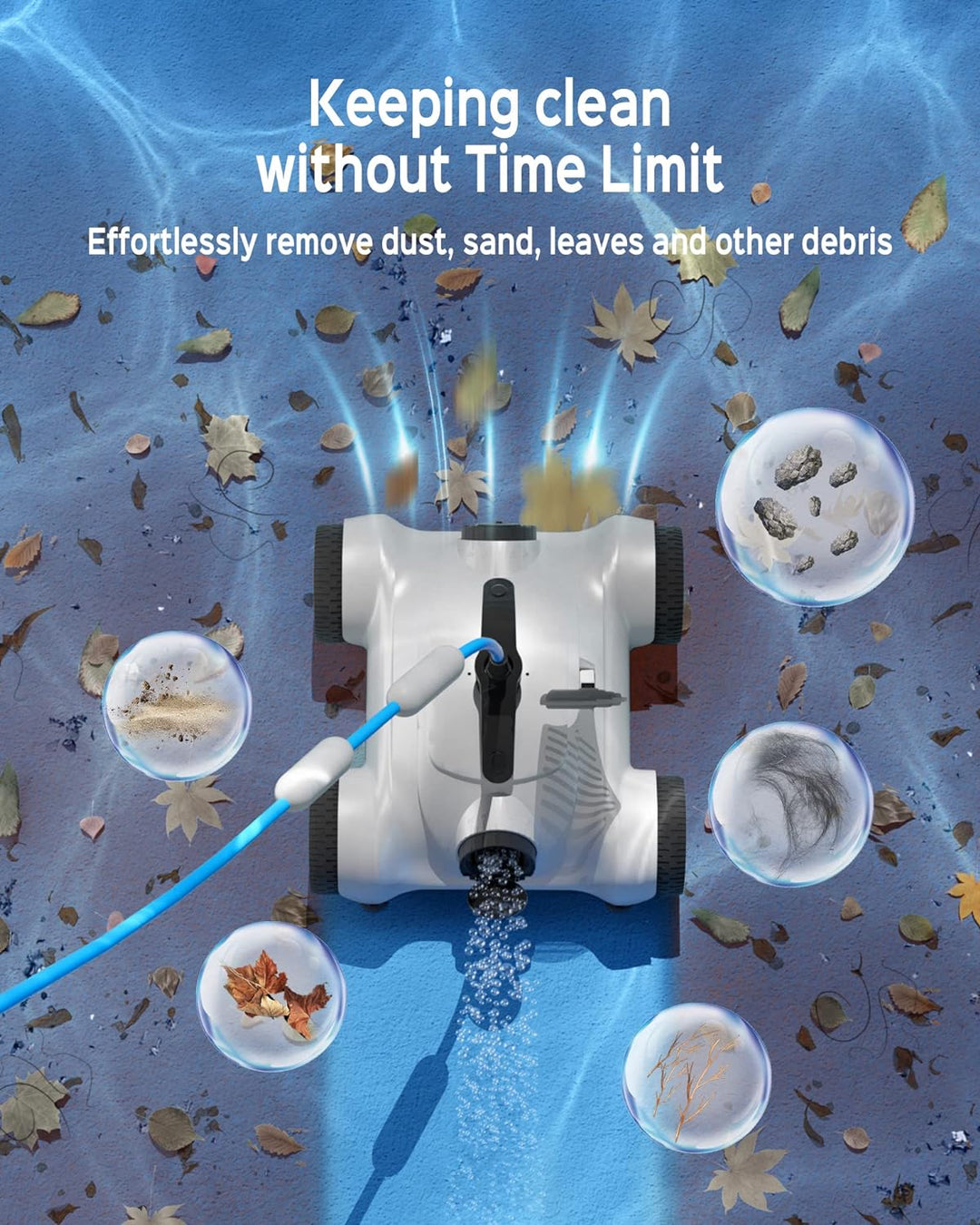 WYBOT Poolroboter mit 150W Leistungsstarke zum Reinigen grosser Blätter und Steine, Poolsauger mit D