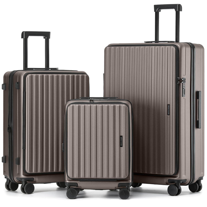 Münicase Kofferset 3-teilig, Top-Öffnung, TSA, Coffee | 3 Grössen M/L/XL, Erweiterbar, Kompressionsg