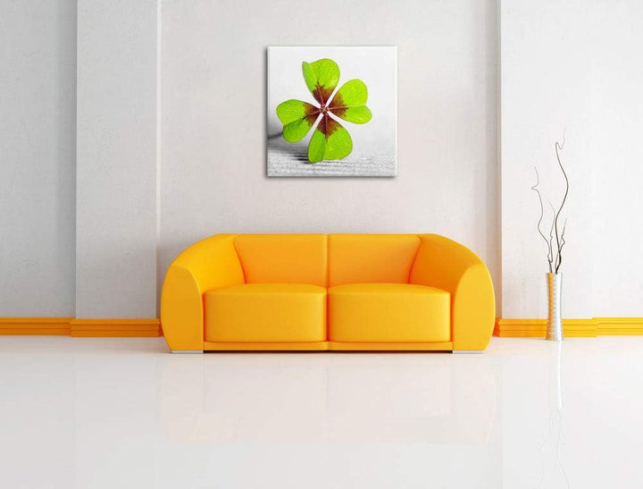 Pixxprint Kleeblatt Glücksklee als Leinwandbild Quadratisch/Grösse: 70x70 / Wandbild/Kunstdruck/fert