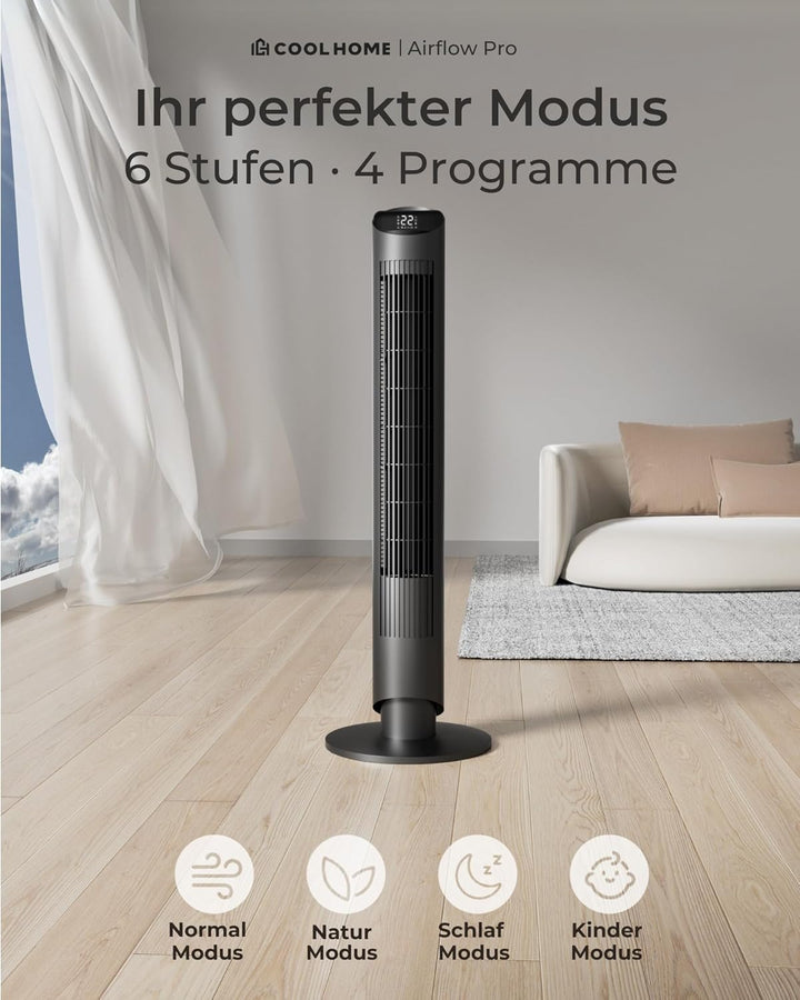 CF2401 Turmventilator mit Fernbedienung, App - Leiser Standventilator mit Timer, LED - Ventilator ki