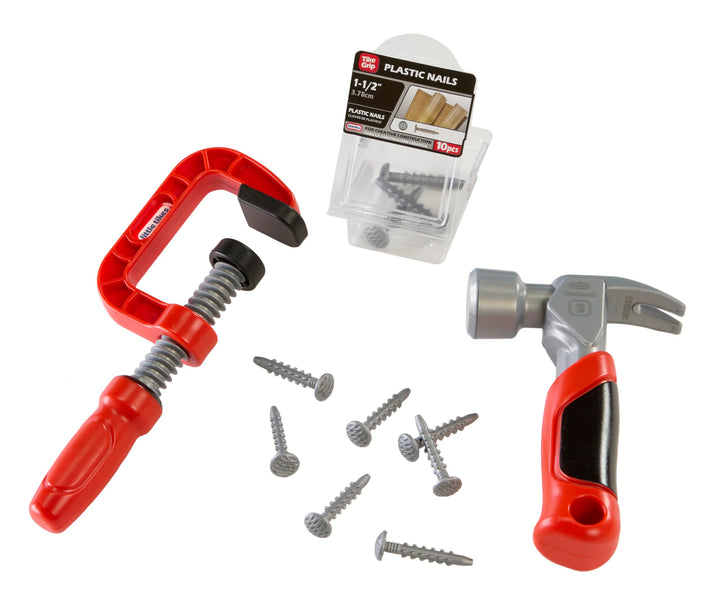 little tikes Creative Construction Hammer & Nail Set - Enthält 5 Zubehörteile, Rollenspiel-Bauset, G