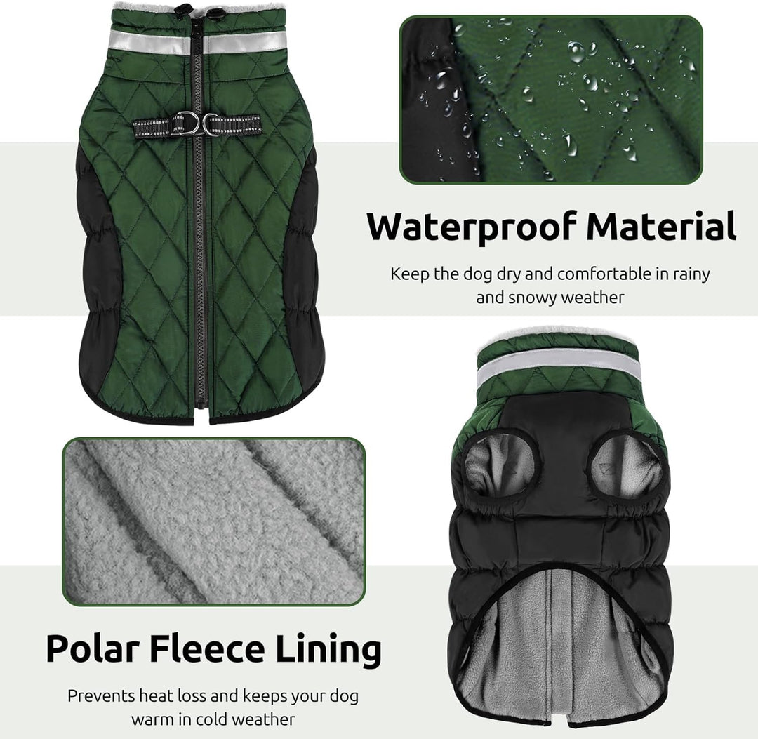 Hundemantel Winter,Hundemantel Grosse Hunde,Hundejacke mit Geschirr, Wasserdicht Wintermantel Hund m