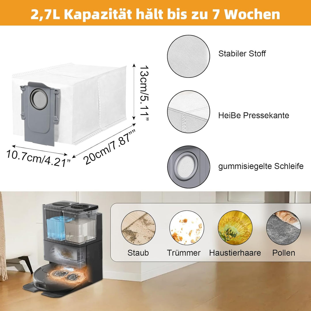22 Stück Zubehörset für Roborock Qrevo Pro/Qrevo S/Qrevo MaxV Saugroboter, 2 Hauptbürste 4 Staubbeut