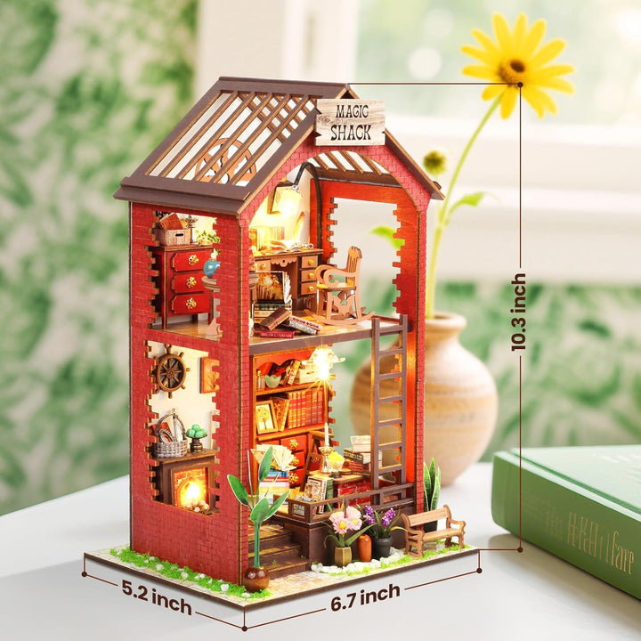 Book Nook Kit für Erwachsene DIY Miniature House mit Licht, 3D Holz Bücherregal Puzzle Booknook einf