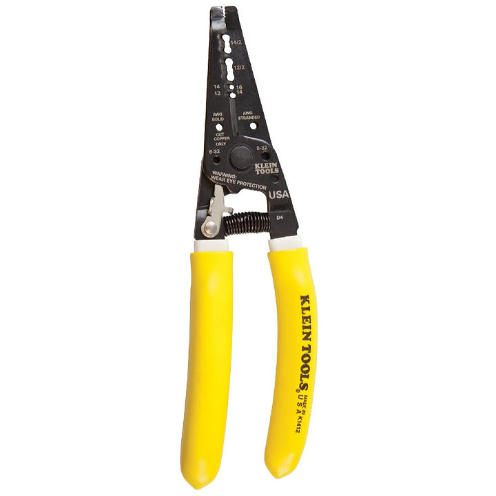 Klein Tools K1412 Wire Cutter/Wire Stripper, Dual NM Cable,Yellow/White, Strips 12 and 14 AWG Solid