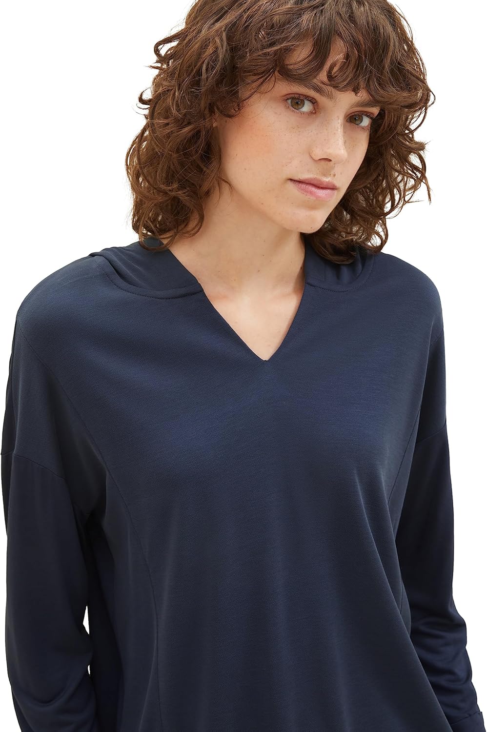 TOM TAILOR Damen T-Shirt mit Kapuze M 10668 - Sky Captain Blue, M 10668 - Sky Captain Blue
