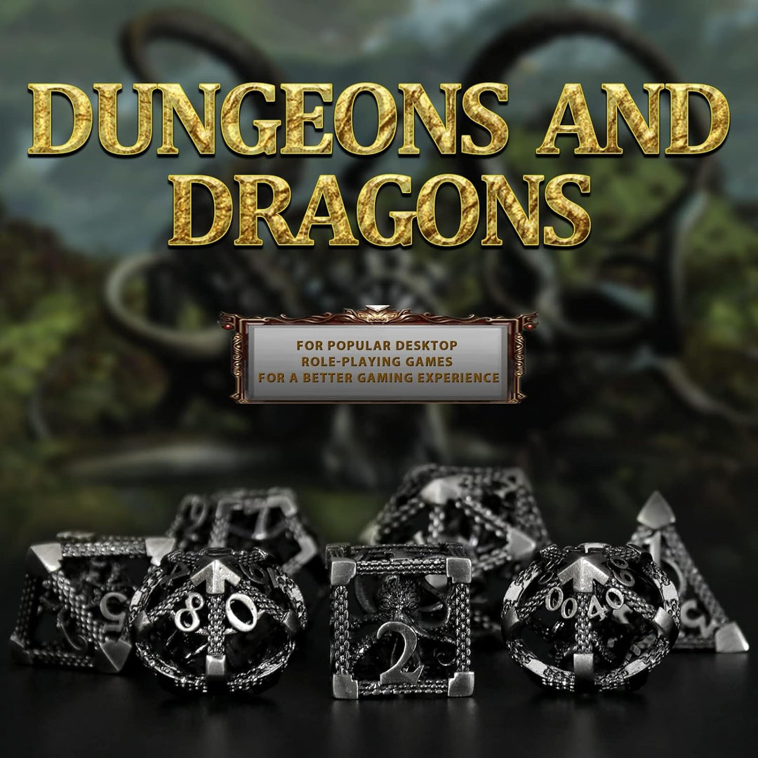 DND Würfelset Rollenspiel, Polyedrische Würfel Set D&amp;D Würfel Set Metall ZHOORQI 7 Stück Der Cthulhu