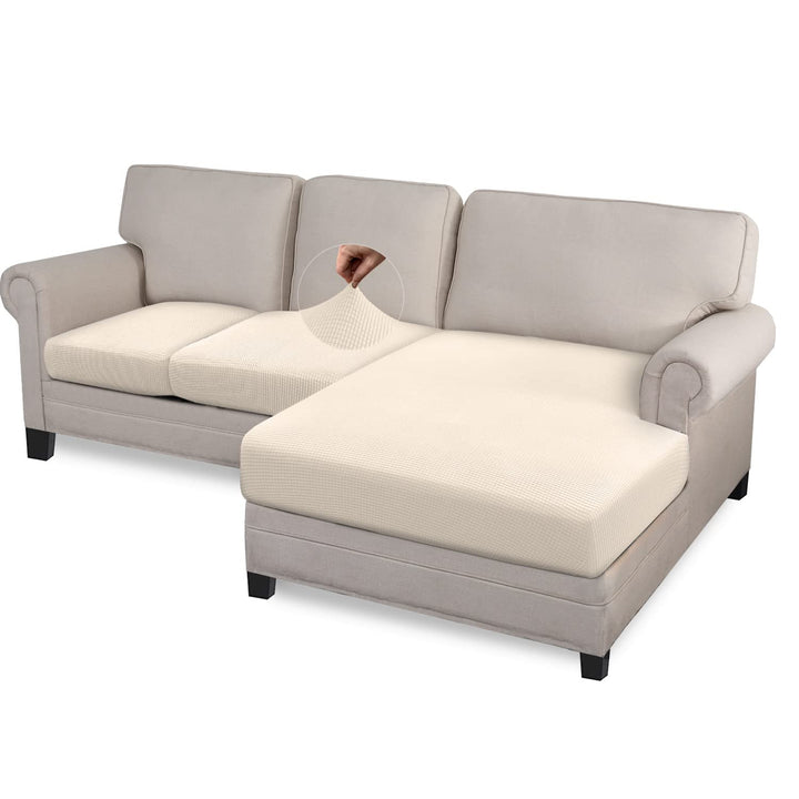 Granbest 3 Stück Hohe Strech Sektionalsofa Sitzkissen Abdeckung Chaise Lounge Abdeckung L Form Sofa